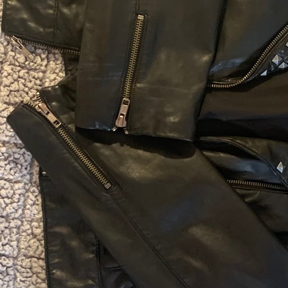 Nordstrom Trouve Black Leather Studded Jacket L - Picture 9 of 10